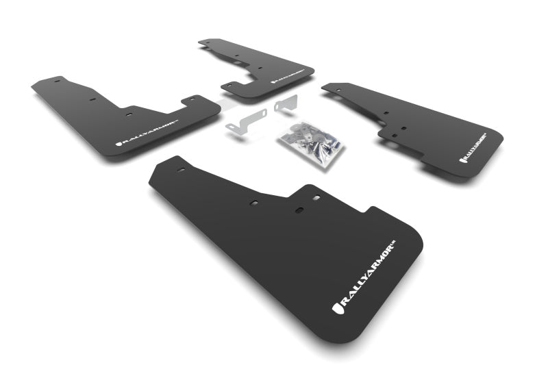 RAL UR Blk Flap/Wht Logo - Rally Armor 16-25 Dodge Durango GT/Hellcat/RT/SRT 392/SXT Black UR Mud Flap White Logo