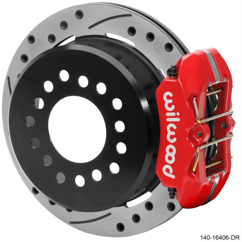WIL Dynapro Brake Kit - Wilwood Ford Explorer 8.8in Rear Axle Dynapro Disc Brake Kit 11in Drilled/Slotted Rotor -Red Caliper
