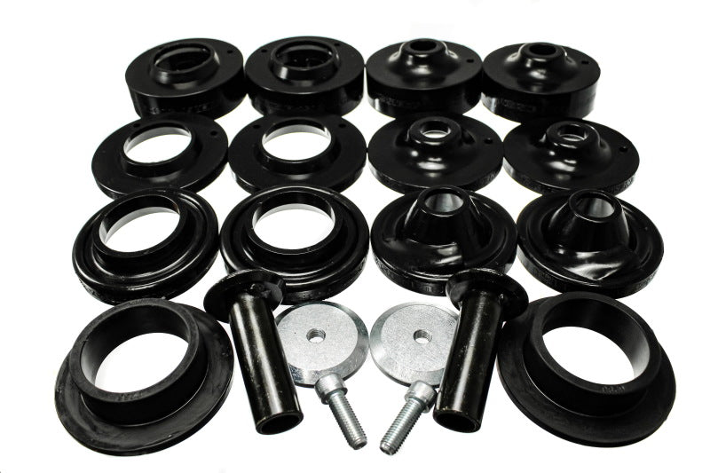 ES Spring Isolators - Black - Energy Suspension 18+ Jeep Wrangler JL Black Rock-Flex 2in Adjustable Coil Spacer Set