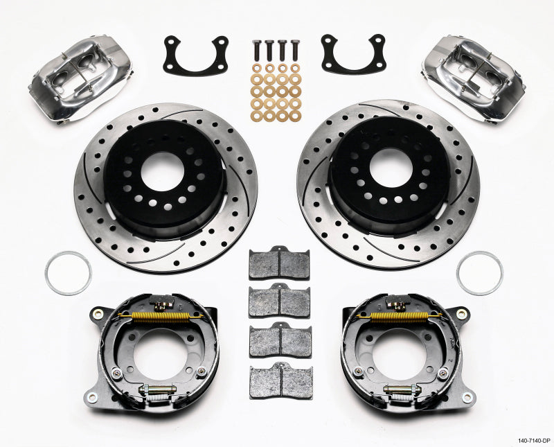 WIL Dynalite Brake Kit - Wilwood Forged Dynalite P/S P-B Kit Drilled Polished New Big Ford 2.50in Offset