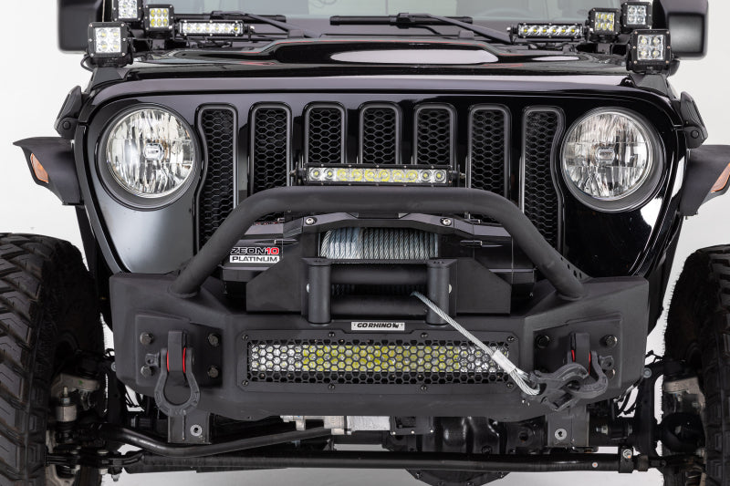 GOR Rockline Bumper - Go Rhino 07-20 Jeep Wrangler JL/JLU/JK/JKU/Gladiator JT Rockline Front Stubby Bumper w/ Overrider