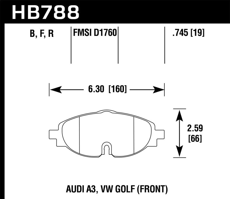 HAWK HPS 5.0 Brake Pad Sets - Hawk 15-17 VW Golf / Audi A3/A3 Quattro Front High Performance 5.0 Brake Pads