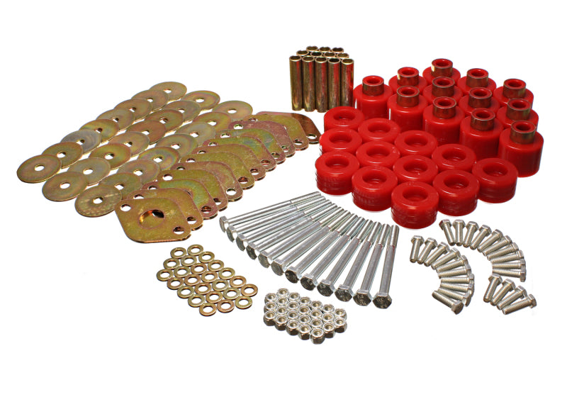 ES Body Mounts - Red - Energy Suspension Body Mount Set 1in Lift W/Hardware - Red