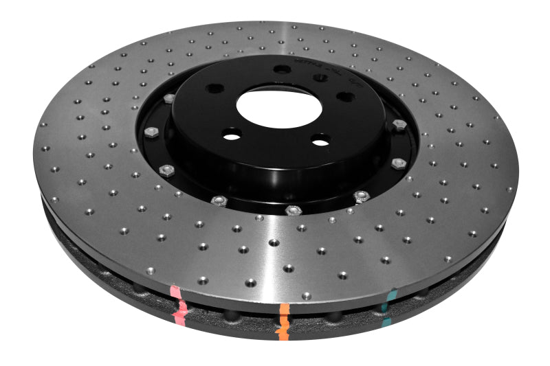 DBA 5000 Slot&Drill Rotors - DBA 14-17 Audi A8 Quattro Front Slotted 5000 Series 2 Piece Rotor Assembled w/ Black Hat Drill/Dimp