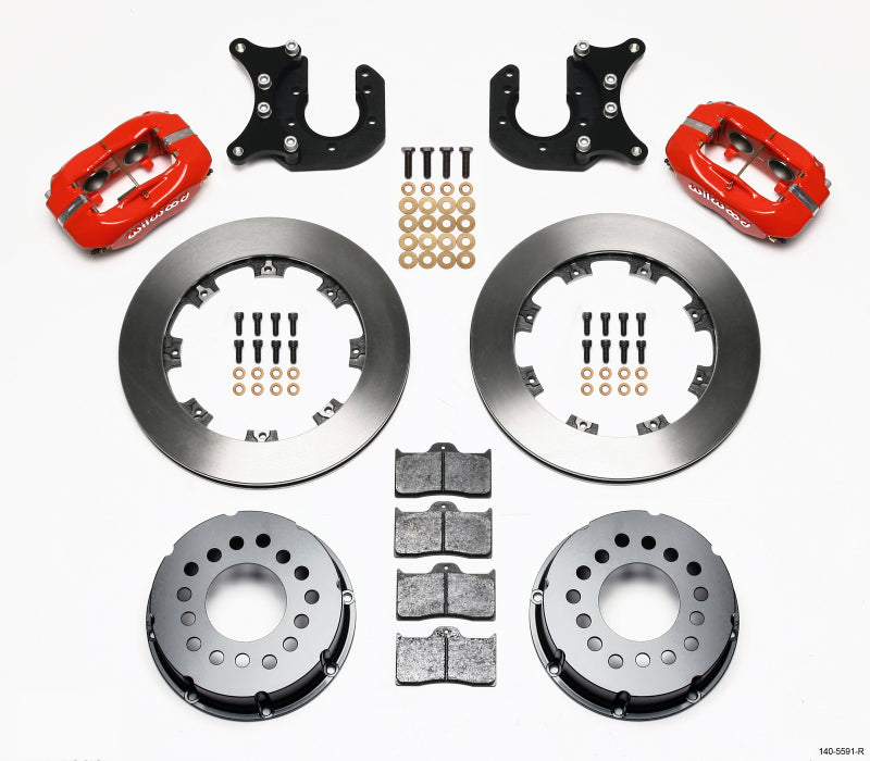 WIL Dynalite Brake Kit - Wilwood Forged Dynalite P/S Rear Kit Red Mopar/Dana 2.36in Off w/Snap Ring Bearing