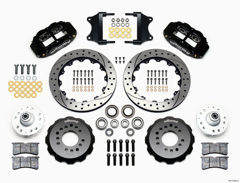 WIL Superlite Brake Kit - Wilwood Narrow Superlite 6R Front Hub Kit 12.88in Heidts Tri -5 2 inch Drop Spindle