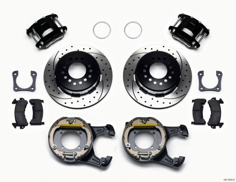 WIL D154 Brake Kit - Wilwood D154 P/S Park Brake Kit Drilled 12 Bolt 2.81in Offset Staggered Shock