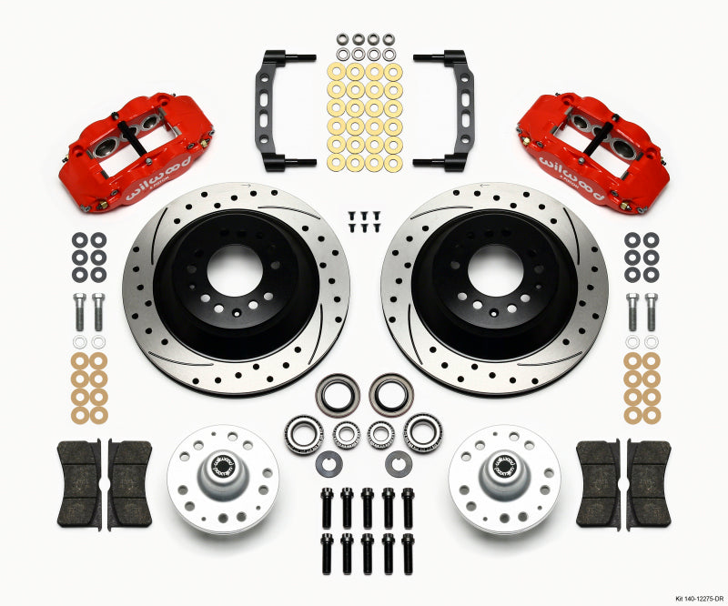 WIL Superlite Brake Kit - Wilwood Narrow Superlite 6R Front Hub & 1PC Rtr Kit 12.88in Drilled -Red 74-80 Pinto/Mustang II
