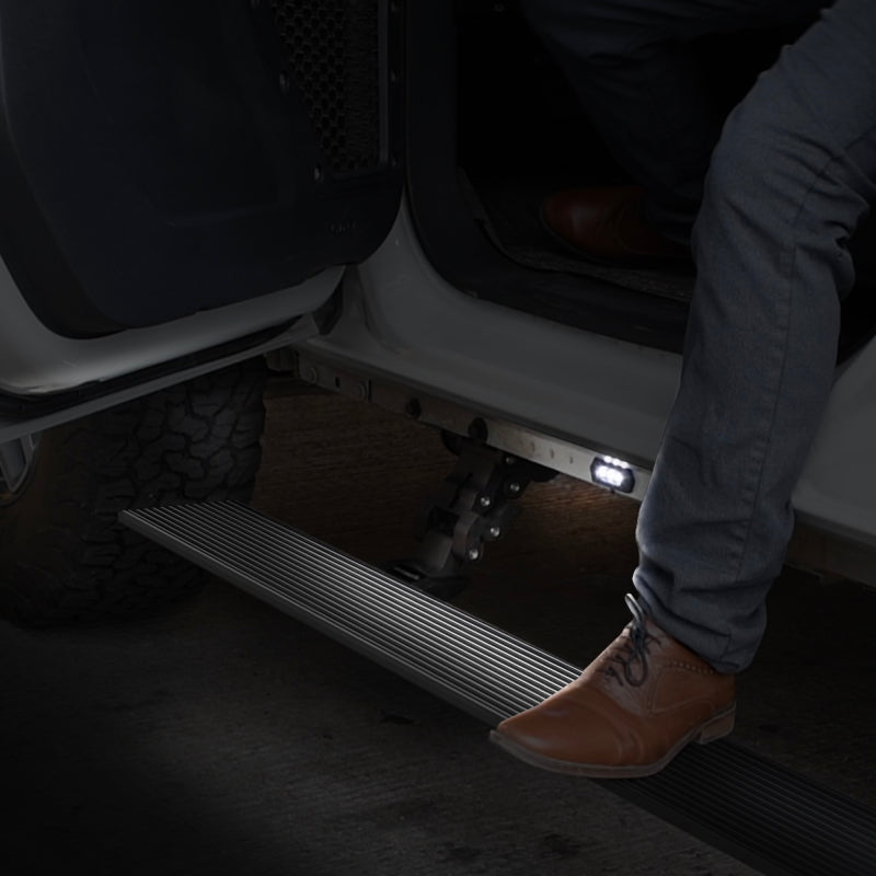 GOR RealTruck VoltStep Running Boards - Go Rhino 22-23 Toyota Tundra CrewMax Cab 4dr E-BOARD E1 Electric Running Board Kit - Tex. Blk