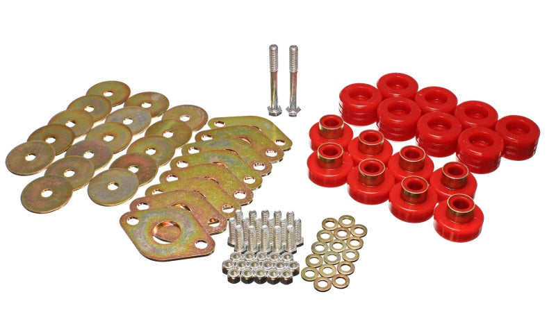 ES Body Mounts - Red - Energy Suspension Body Mount Set W/Hardware - Red
