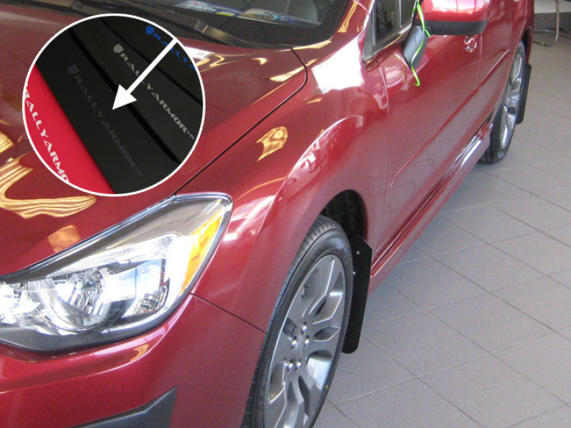 RAL UR Blk Flap/Grey Logo - Rally Armor 12-16 Subaru Impreza 4D/5D Black UR Mud Flap w/Grey Logo