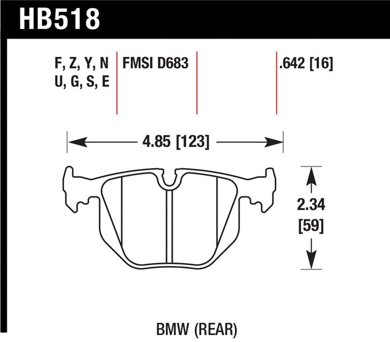 HAWK Ceramic Brake Pad Sets - Hawk 01-06 BMW 330 / 97-01 740I / 96-01 750IL / 03-06 BMW M3 / 00-03 M5 / 00-06 X5 / 06-08 Z4 / 03-0