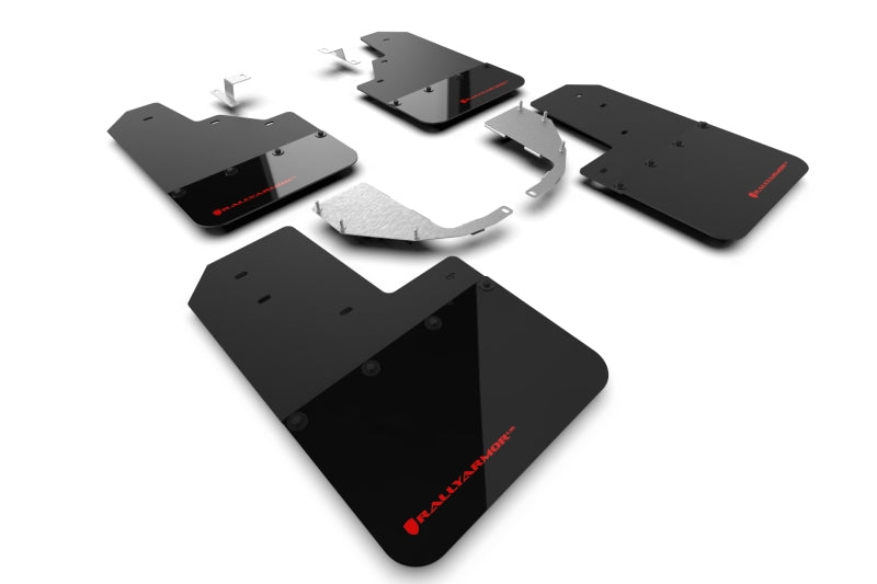 RAL Hybrid Blk Flap/Red - Rally Armor 21-25 Ford Bronco (Steel Bmpr - NO Rptr/Sprt - NO RR/RB) Blk Mud Flap w/Red Logo