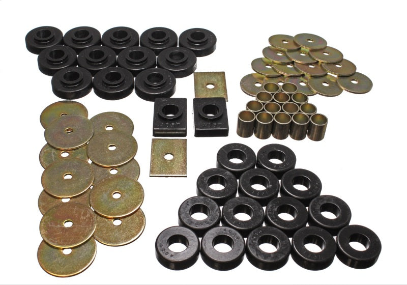 ES Body Mounts - Black - Energy Suspension 55-57 Chevy Full Size (Belair/Caprice/Impala) Black Body Mount Set
