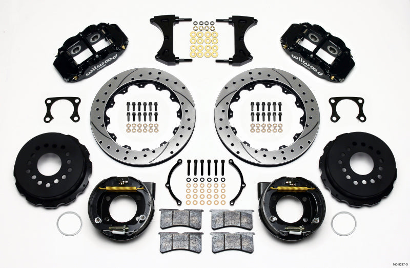 WIL Superlite Brake Kit - Wilwood Narrow Superlite 4R Rear P-Brk Kit 12.88in Drilled Big Ford Old Style 2.36in Offset