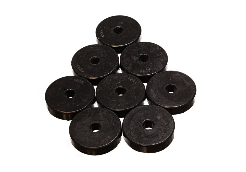 ES Poly Pads - Black - Energy Suspension Polyurethane Pad Set - 2 9/32in OD x 7/16in Hole ID x 1/2in Height - Round Black