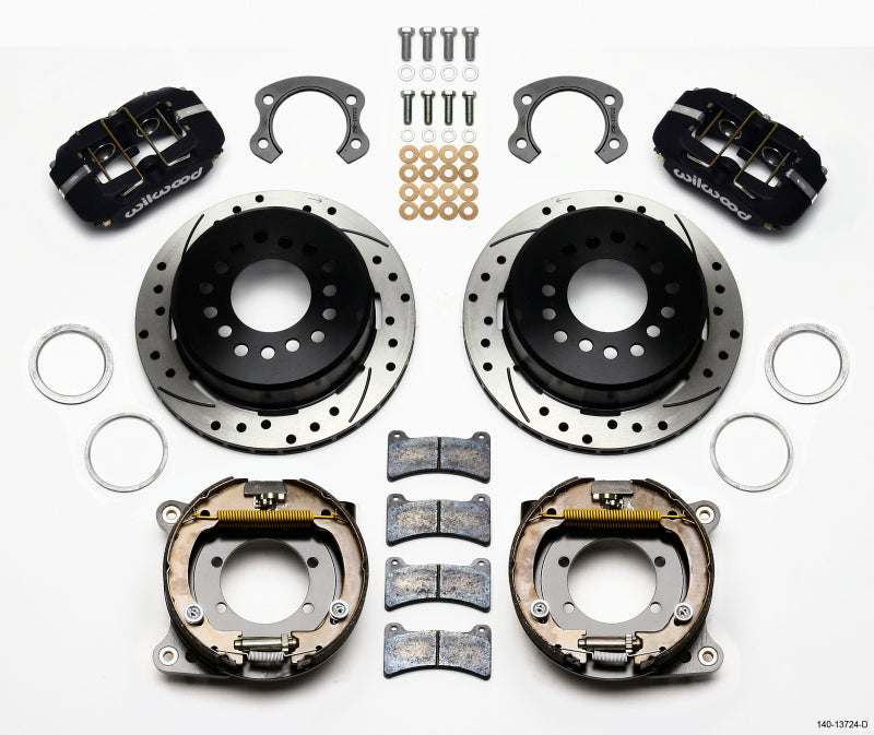 WIL Dynapro Brake Kit - Wilwood Dynapro Low-Profile 11.00in P-Brake Kit Drilled Ford 8.8 Special w/2.50in Offset-5 Lug
