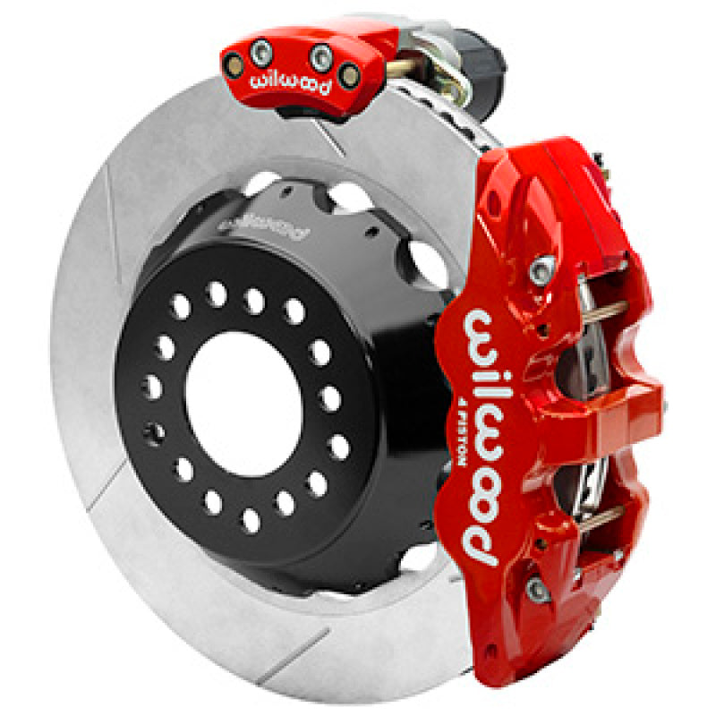 WIL Aero Brake Kit - Wilwood AERO4 Big Brake Rear Electronic Parking Brake Kit - Red - Powder Coat Caliper - GT SLT Rotor