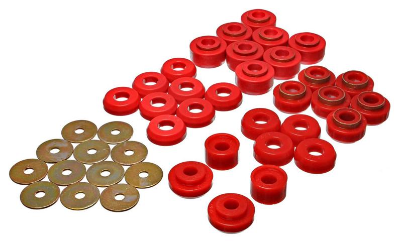ES Body Mounts - Red - Energy Suspension Chevrolet 4 door Red Body Mounts (Recommended for Police/Taxi/Race)