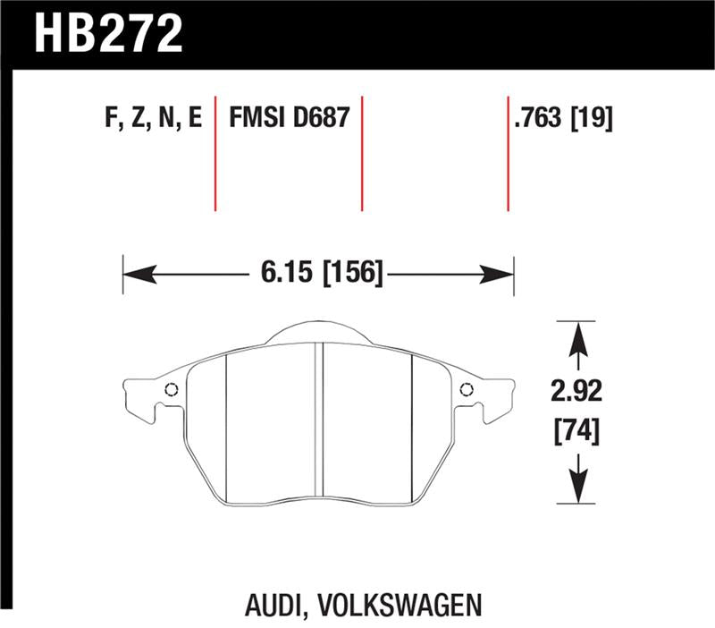 HAWK HPS Brake Pad Sets - Hawk 00-06 Audi TT/TT Quattro / 96-06 VW (Various) HPS Street Front Brake Pads