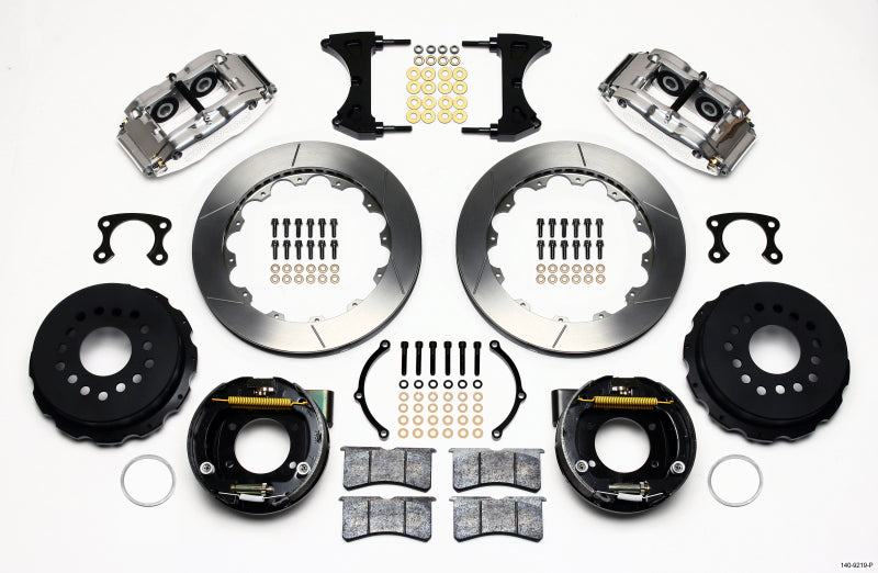 WIL Superlite Brake Kit - Wilwood Narrow Superlite 4R Rear P-Brk Kit 12.88in Polished Big Ford New Style 2.50in Offset