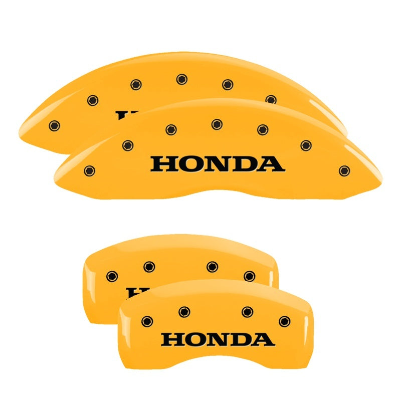 MGP Caliper Covers 4 Logo - MGP 4 Caliper Covers Engraved Front & Rear Honda Yellow finish black ch
