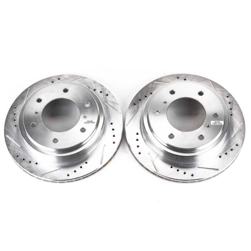 PSB Evolution Drill/Slot Rotor - Power Stop 00-06 Mitsubishi Montero Rear Evolution Drilled & Slotted Rotors - Pair