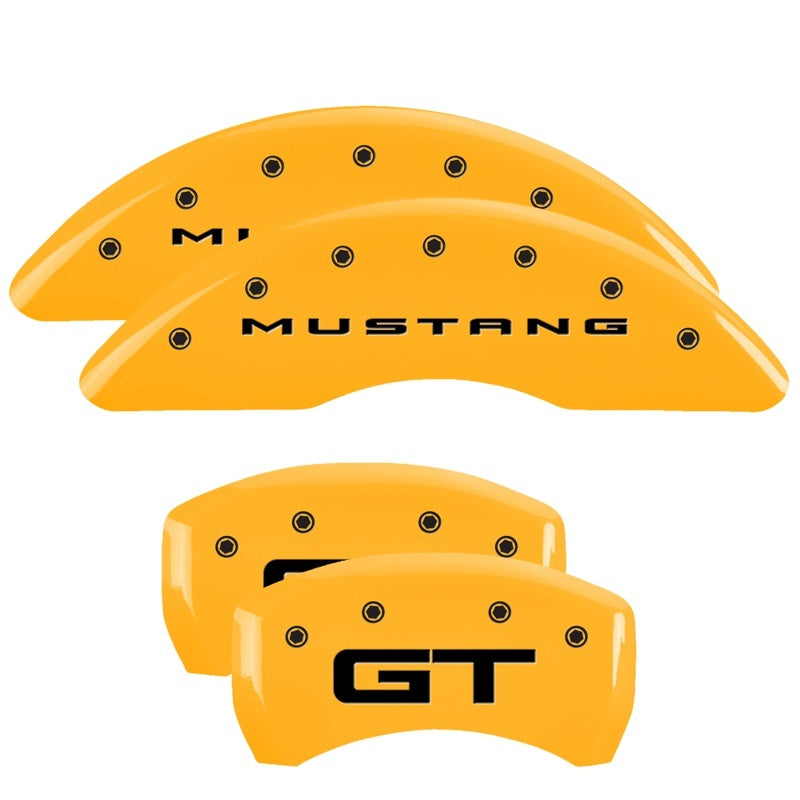 MGP Caliper Covers 4 Logo - MGP 4 Caliper Covers Engraved Front 2015/Mustang Engraved Rear 2015/GT Yellow finish black ch