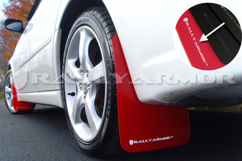 RAL UR Red Flap/Wht Logo - Rally Armor 05-09 Subaru Legacy / Outback Red UR Mud Flap w/White Logo