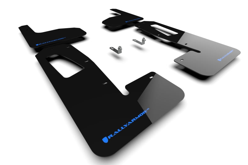 RAL UR Blk Flap/Blue Logo - Rally Armor 22-25 Rivian R1T Black UR Mud Flap w/Nitrous Blue Logo
