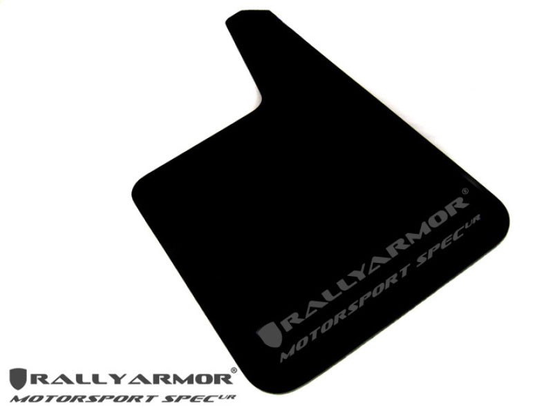 RAL UR Blk Flap/Grey Logo - Rally Armor Universal Fit (No Hardware) Motorsport Spec Black UR Mud Flap w/ Gray Logo
