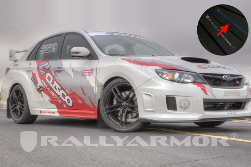 RAL UR Blk Flap/Blue Logo - Rally Armor 11-14 Subaru WRX/STI (Sedan Only) Black UR Mud Flap w/Blue Logo