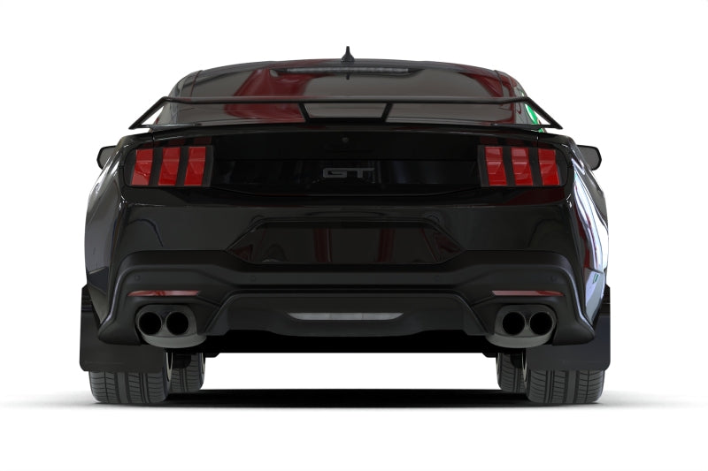 RAL UR Blk Flap/Met. Blk Logo - Rally Armor 2024+ Ford Mustang Black UR Mud Flap w/ Metallic Black Logo