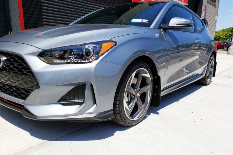 RAL UR Blk Flap/Rd Logo - Rally Armor 19-21 Hyundai Veloster Turbo/2.0/R-Spec Black UR Mud Flap w/Red Logo