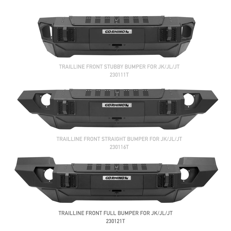 GOR Trailine Bumper - Go Rhino 07-20 Jeep Wrangler JL/JLU/JK/JKU/Gladiator JT Trailline Front Full Width Bumper