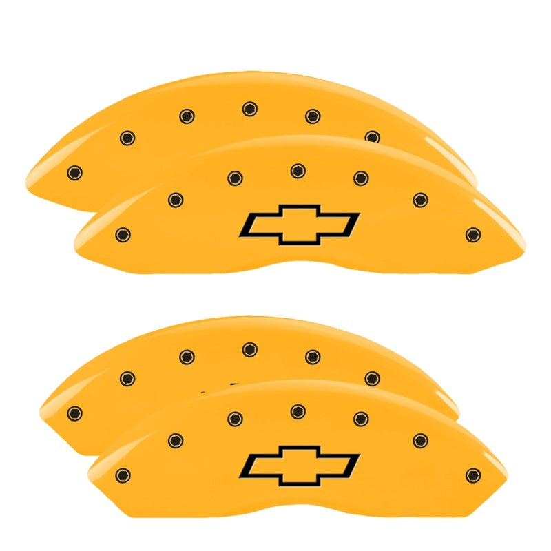 MGP Caliper Covers 4 Logo - MGP 4 Caliper Covers Engraved F & R Bowtie Yellow Finish Black Char 2014 Chevrolet Express 2500