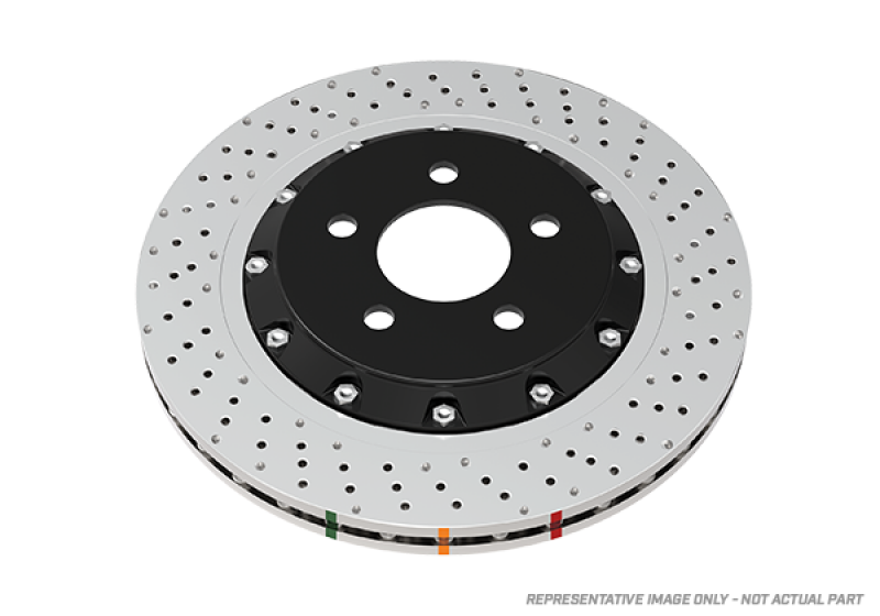 DBA 5000 Series Drilled Rotors - DBA 12-13 Volkswagen Golf R 2.0L Front 5000 Series Cross Drilled Rotor w/Silver Hat