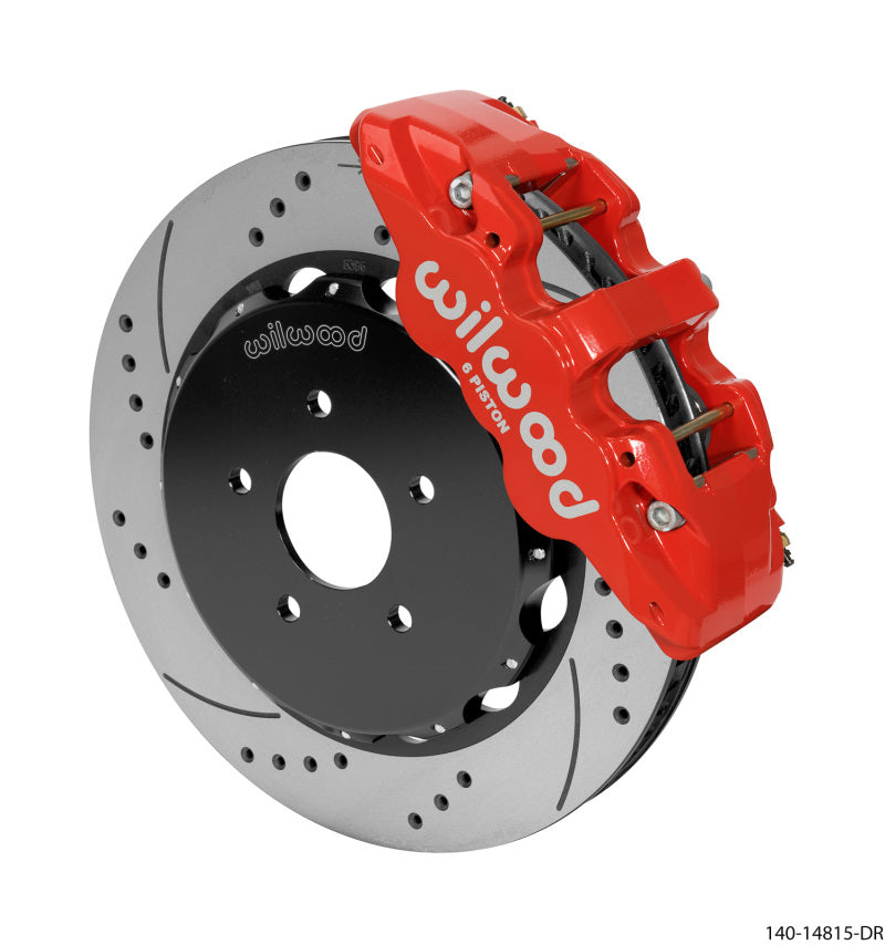 WIL Aero Brake Kit - Wilwood AERO6 Front Hat Kit 14.00 Drilled Red 03-09 Nissan 350Z w/Lines