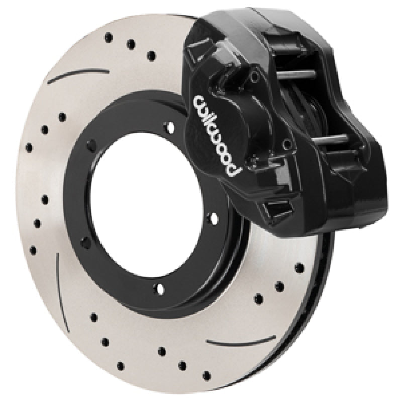 D45 Brake Kits - Wilwood 84-89 Porsche 911 D45 11.10in. Front Brake Kit w/ Flex Lines - Drilled Rotors (Black)
