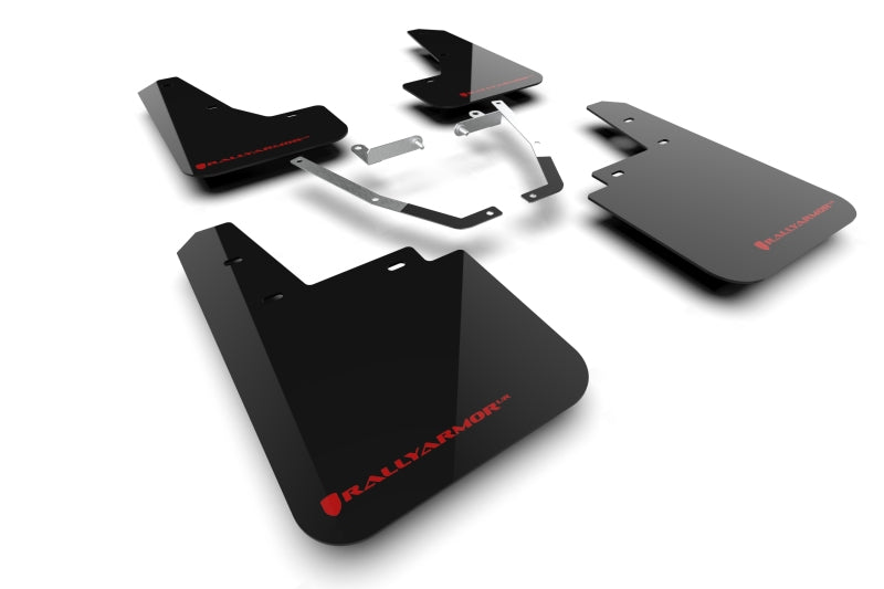 RAL UR Blk Flap/Rd Logo - Rally Armor 24-25 Subaru Crosstrek (Wilderness Only) Black UR Mud Flap W/Red Logo - No Drilling Req