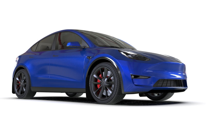 RAL UR Blk Flap/Dark Grey Logo - Rally Armor 20-26 Tesla Model Y, Juniper Y Black UR Mud Flap w/Dark Grey Logo