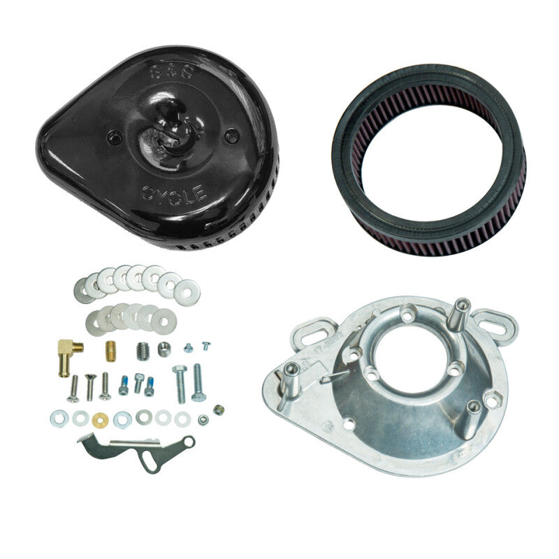 SSC Air Cleaner Kits - S&S Cycle 84-99 BT w/ Super E/G Carb Stealth Air Cleaner Kit w/ Gloss Black Slasher Teardrop