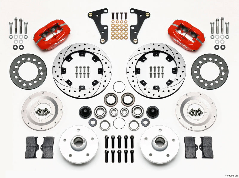 WIL Dynalite Brake Kit - Wilwood Forged Dynalite Front Kit 11.75in Drilled Red 41-55 Cadillac