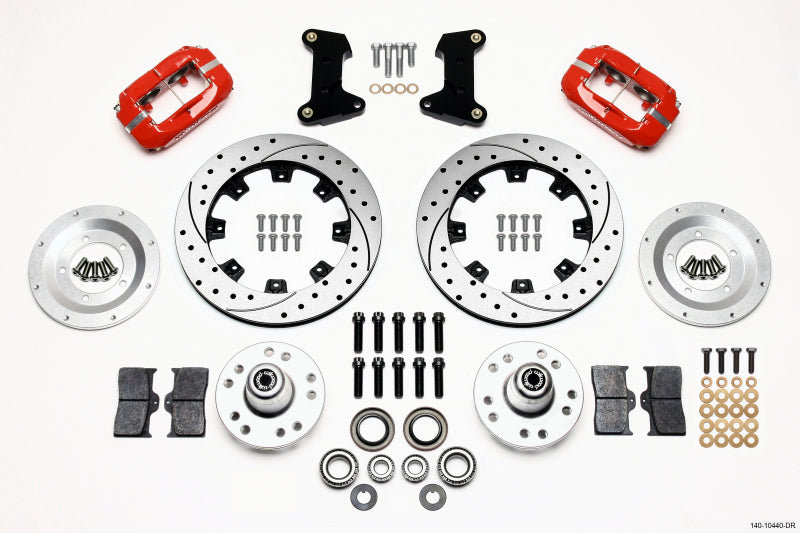 WIL Dynalite Brake Kit - Wilwood Forged Dynalite Front Kit 12.19in Drilled Red 74-80 Pinto/Mustang II Disc Spindle only