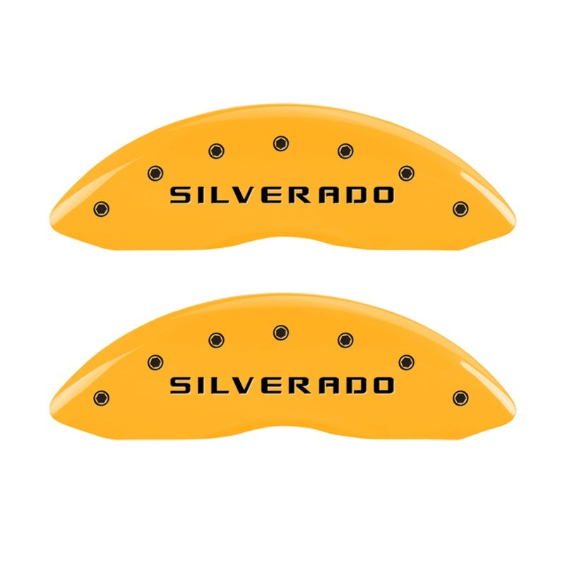 MGP Caliper Covers 2 Logo - MGP 2 Caliper Covers Eng Front Silverado Yellow Finish Blk Char 05 Chevy Silverado 1500