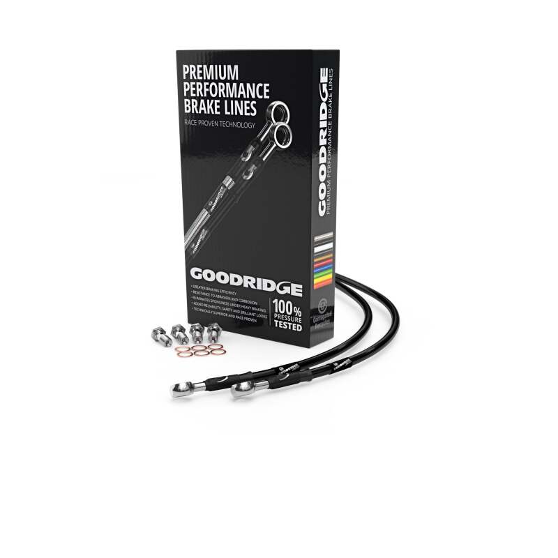 GR Powersports SS Brake Line Kits - Goodridge 87-94 Harley-Davidson FXLR (Low Bars w/o ABS) Clear Front Brake Line w/Black Fitting