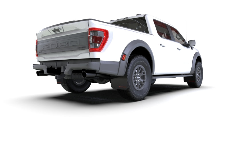 RAL UR Blk Flap/Met. Blk Logo - Rally Armor 21-25 Ford F-150 Raptor Gen 3 Black UR Mud Flap w/Metallic Black Logo