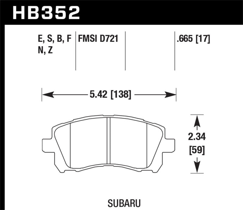 HAWK HPS Brake Pad Sets - Hawk 02-03 WRX / 98-01 Impreza / 97-02 Legacy 2.5L / 98-02 Forester 2.5L D721 HPS Street Front Brake