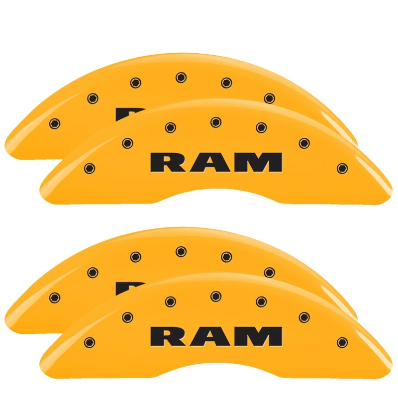 MGP Caliper Covers 4 Logo - MGP 19-25 Ram 3500 4 Caliper Covers Engraved Front & Rear - Yellow w/ RAM