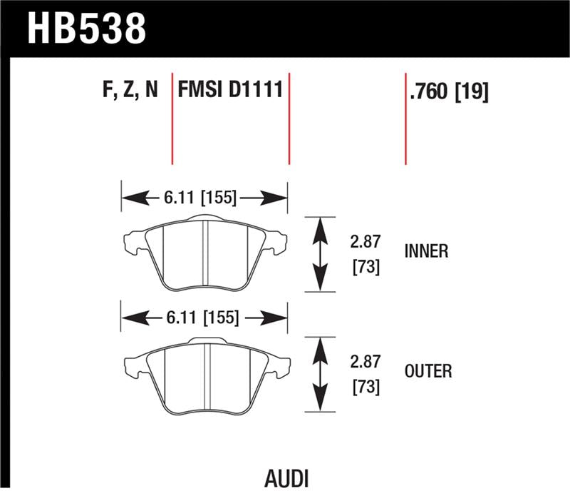 HAWK HPS 5.0 Brake Pad Sets - Hawk 2009-2009 Audi A4 Cabriolet HPS 5.0 Front Brake Pads